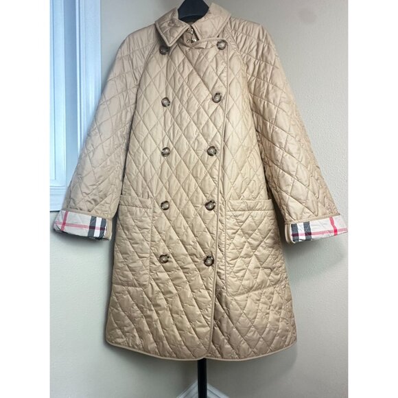 Burberry Women's Tything Diamond Quilted Double Breasted Long Jacket Bis… - Picture 4 of 13